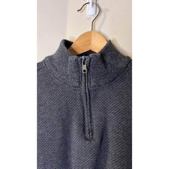 ROBERT GRAHAM Desmond Quarter Zip‎ Pullover Cotton MEDIUM Sweater Charcoal - Picture 4 of 6